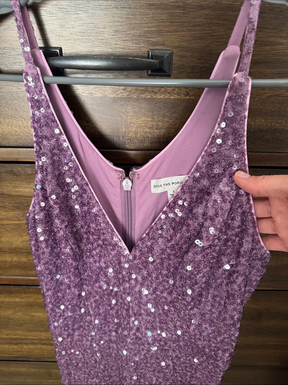Dress the Population Lavender Sequin Maxi Dress - V-Neck Sleeveless - Picture 2 of 2